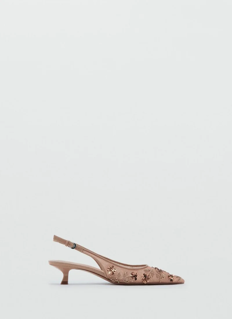 MANGO Mesh stiletto shoes with beads