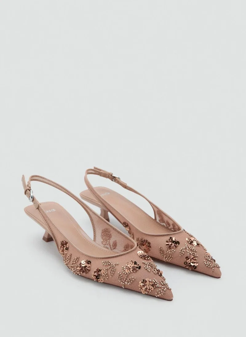 MANGO Mesh stiletto shoes with beads