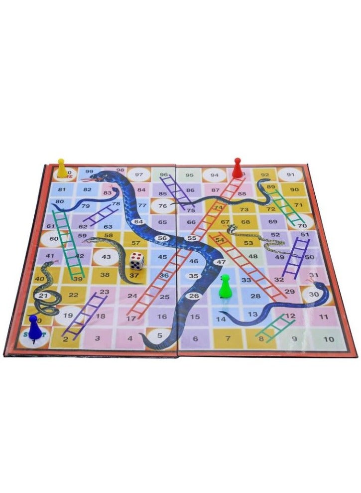 لودو 2 in 1 Ludo Game + Snakes and Ladders Colorful Folding Board Made of Plastic 2 in 1 Girls' Games Boys' Games for Unisex - Image 4