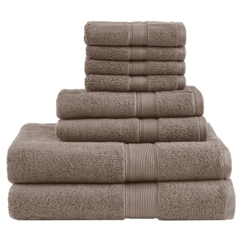 مجموعة مناشف الحمام Madison Park 800GSM مكونة من 8 قطع 100 قطن مجموعة مناشف الحمام الفاخرة عالية الامتصاص 2 منشفة حمام 2 منشفة يد 4 قماشات غسيل تجف بسرعة جودة سبا موكا