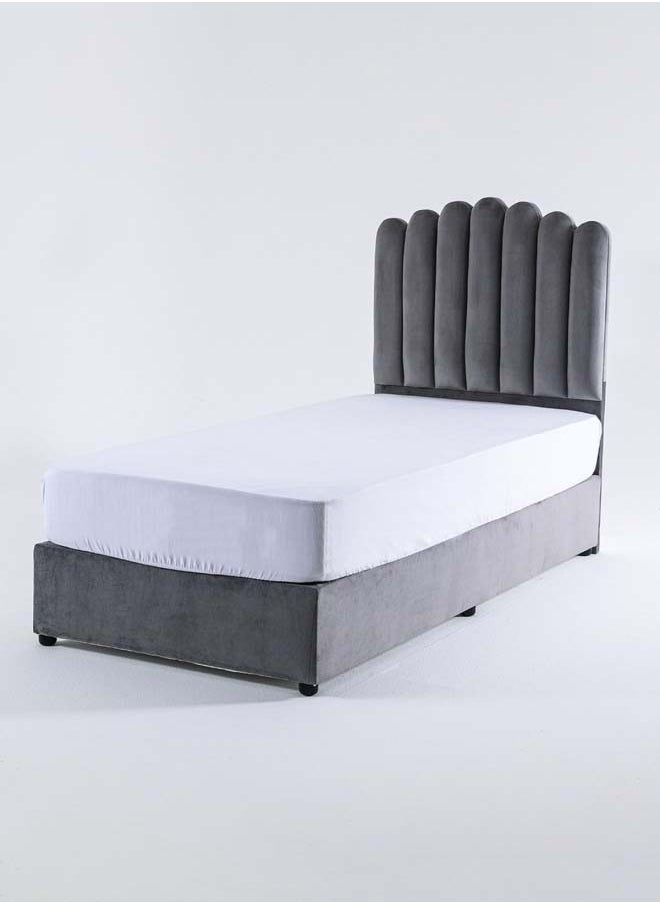 Pan Home مقاس مفرد | سرير آنا | رمادي | قماش مخمل | نصب | 90×200 سم  - Image 2