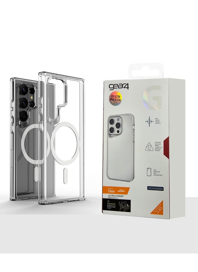 Gear4 - Gear4 Ultra Hybrid Crystal Clear Case Cover with Magsafe for Samsung Galaxy S24 Ultra - D30 Protection Anti-Yellowing Slim Fit Design Wireless Charging Compatible - Image 1