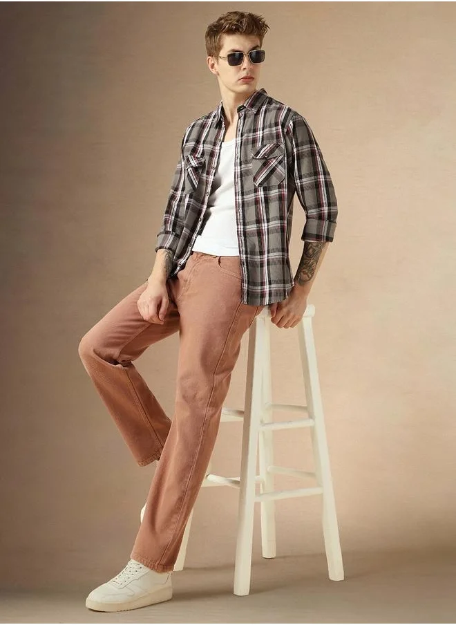 دينيس لينغو Regular Fit Multi-Color Cotton Casual Shirt Regular Collar