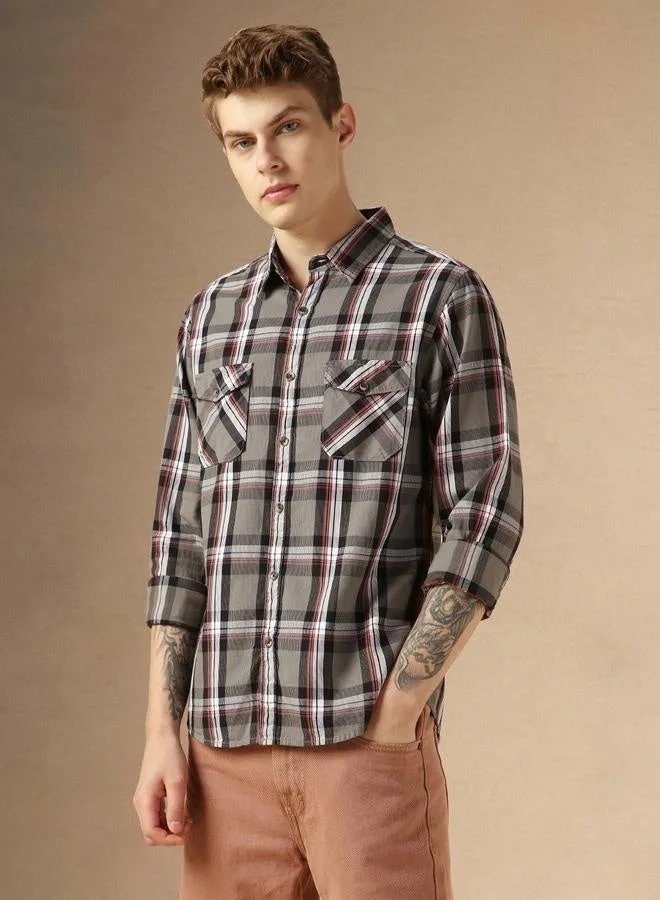 دينيس لينغو قميص قطني كاجوال متعدد الألوان بقصة عادية وياقة منتظمة