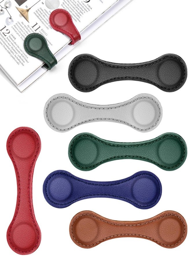 SOCNITC Magnetic Leather Bookmark, 6 PCS Colorful Leather Magnetic Bookmarks for Women Men, Double-Sided Magnetic Book Mark Clip for Book Lovers, Readers, Teachers - Image 1