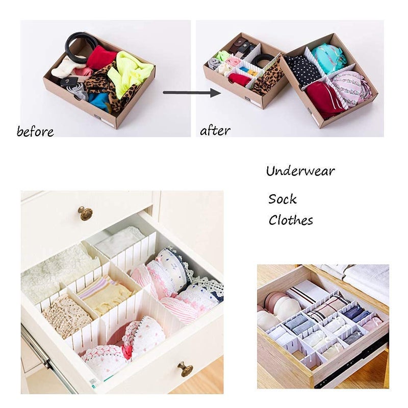 HETARMI ENTERPRISE Hetarmi Plastic Grid Adjustable Sock Underwear Dresser Drawer Organizers Divider Multicolour Standard Size - Image 4
