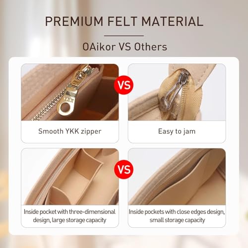 OAikor Premium Felt Purse Organizer Insert with Base Shaper Compatible with lv neverfull MM, Speedy 30 and More,Bag Organizer Insert for Luxury Tote Handbags,L/Wine Red - Image 4