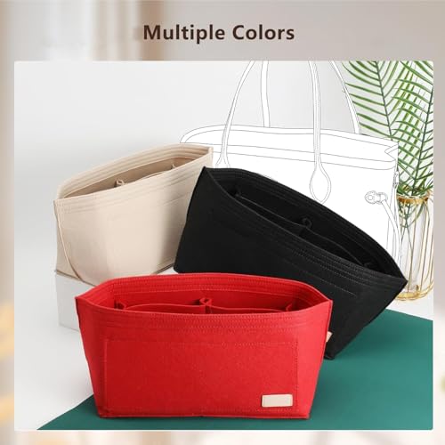 OAikor Premium Felt Purse Organizer Insert with Base Shaper Compatible with lv neverfull MM, Speedy 30 and More,Bag Organizer Insert for Luxury Tote Handbags,L/Wine Red - Image 5