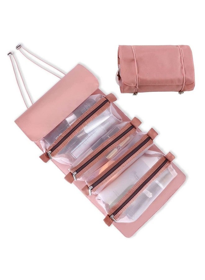 Stadash 4 in 1 Waterproof Makeup Organizer - Detachable Hanging Cosmetic Storage Bag with Removable Mesh Pouches for Travel, Toiletries & Beauty Tools for Everyone (Pink) - Image 1