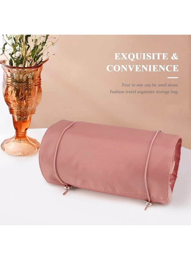 Stadash 4 in 1 Waterproof Makeup Organizer - Detachable Hanging Cosmetic Storage Bag with Removable Mesh Pouches for Travel, Toiletries & Beauty Tools for Everyone (Pink) - Image 3