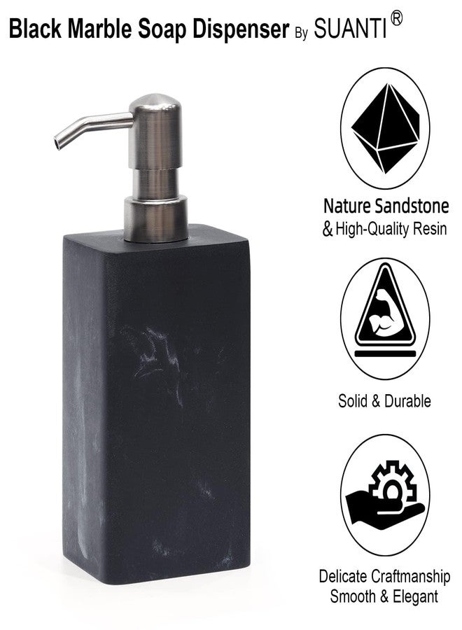 Suanti 2Pcs 15Oz Black Marble Style Resin Soap Dispenser Set, Refillable Hand Soap Dispenser for Bathroom Countertop & Kitchen Home Decor- Black - Image 3