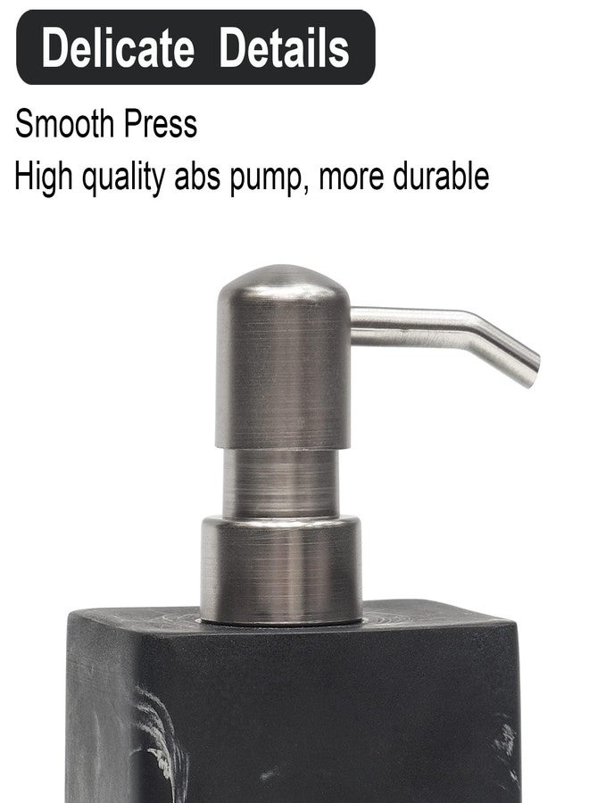 Suanti 2Pcs 15Oz Black Marble Style Resin Soap Dispenser Set, Refillable Hand Soap Dispenser for Bathroom Countertop & Kitchen Home Decor- Black - Image 4