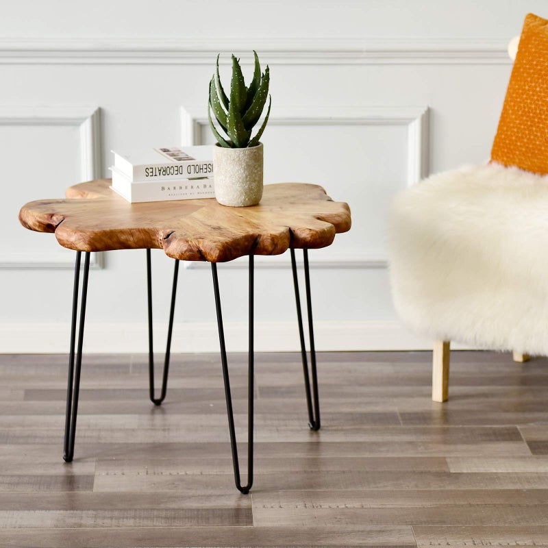 WELLAND Live Edge Cedar Coffee Table 32" W x 32" D x 20.5" H Rustic Round Table for Living Room, Patio, Bedroom, Home Office - Image 2