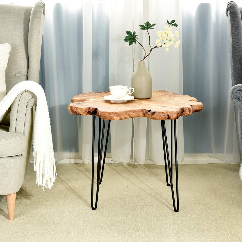 WELLAND Live Edge Cedar Coffee Table 32" W x 32" D x 20.5" H Rustic Round Table for Living Room, Patio, Bedroom, Home Office - Image 3