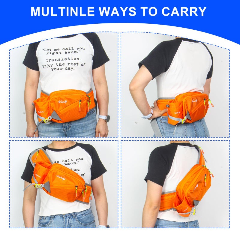 Vnmkp Waist Pack with Water Bottle Holder for Men and Women for Running Climbing Hiking Fitness Cycling and Other Outdoor Sports (Orange) - Image 5