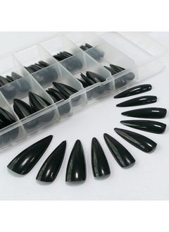 Glossy Fake Nail 100Pc Full Cover Acrylic Black Long Stiletto Press On Nails Art Tips False Nail For Beginner Women And Girls Manicure(Black) - pzsku/Z6909244014F7DFEFCA6EZ/45/_/1721025081/da1ae788-de28-4b4a-9527-803c400eb072