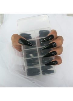 Glossy Fake Nail 100Pc Full Cover Acrylic Black Long Stiletto Press On Nails Art Tips False Nail For Beginner Women And Girls Manicure(Black) - pzsku/Z6909244014F7DFEFCA6EZ/45/_/1721025084/95775345-de0b-467a-aa0e-1b4643760468