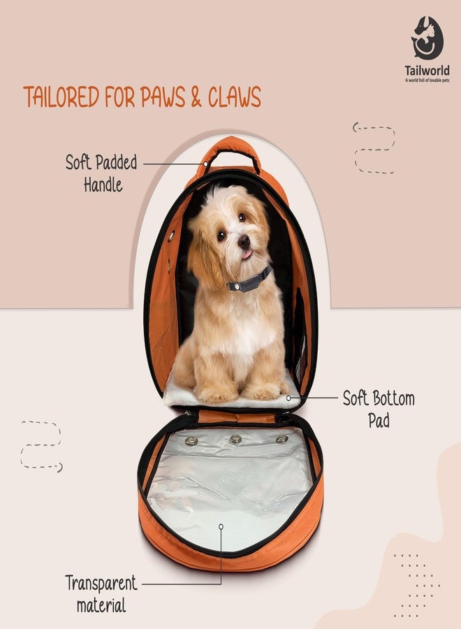 Tailworld Portable Pet Carrier Backpack for Cats & Small Dogs - Transparent Window, 9 Air Vents, Breathable Mesh, Built-in Safety Leash, Lightweight Travel Bag for Outdoor & Travel (Orange) - Image 4