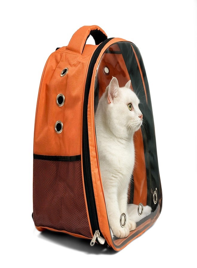 Tailworld Portable Pet Carrier Backpack for Cats & Small Dogs - Transparent Window, 9 Air Vents, Breathable Mesh, Built-in Safety Leash, Lightweight Travel Bag for Outdoor & Travel (Orange) - Image 1