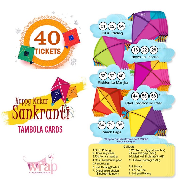 Suruchi Strokes Makar Sankranti Tambola Tickets for Khichdi | Pongal | Bihu | Uttarayan | Maghi Festival New Housie Games (40 Tickets) - Image 3