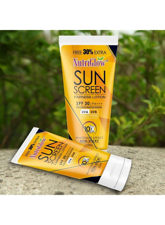 NutriGlow Sunscreen Fairness Lotion SPF 30 & PA+++, Non Greasy & Water Resistant , Broad Spectrum, UV A & UV B Blue Light Protection For Unisex, Body & Face, Suitable for Oily, Dry, Sensitive & Combination Skin (65 ml) ( Pack of 5 ) - Image 2