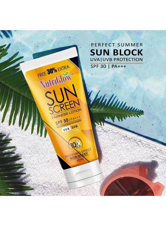 NutriGlow Sunscreen Fairness Lotion SPF 30 & PA+++, Non Greasy & Water Resistant , Broad Spectrum, UV A & UV B Blue Light Protection For Unisex, Body & Face, Suitable for Oily, Dry, Sensitive & Combination Skin (65 ml) ( Pack of 5 ) - Image 4