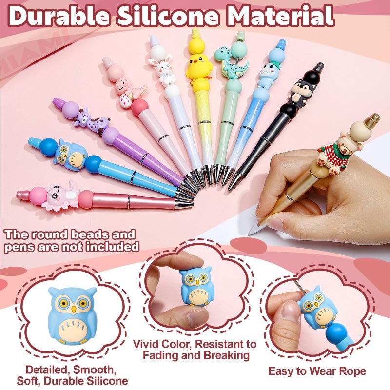 Ferreve 40 Pcs 3D Animal Silicone Focal Beads for Pens, Keychain Making, Focal Beads Bulk for Beadable Keychain DIY Crafts Bracelet Necklace Phone Chain Charms Jewelry Making (Cute Style) - Image 4