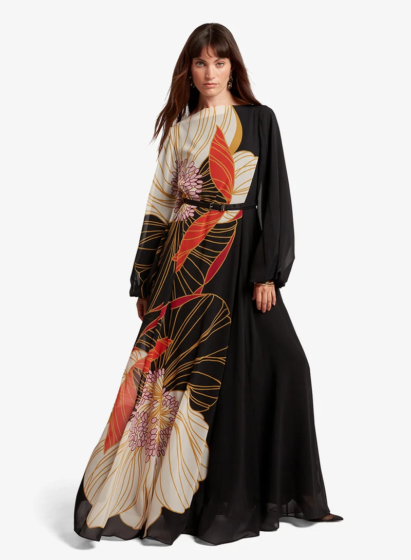 Long Sleeve Printed Maxi Dress