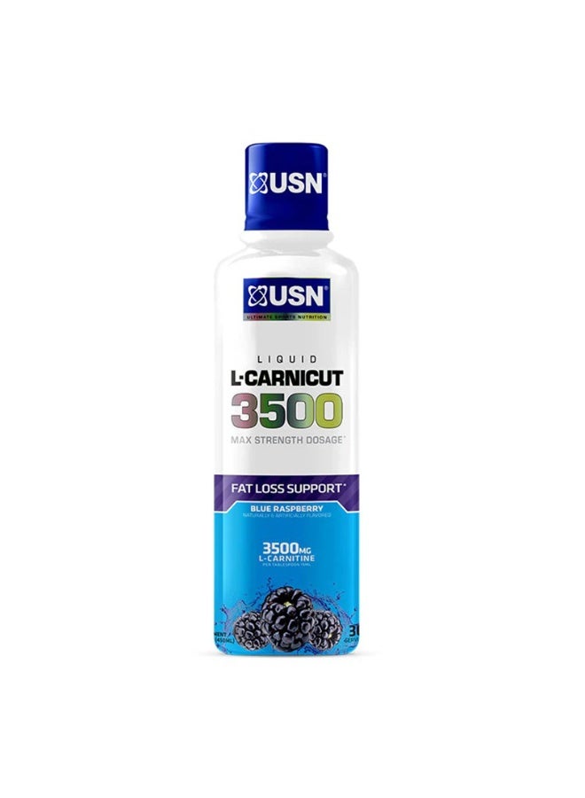 USN L-Carnicut 3500 Liquid Fat Loss Support Blue Raspberry Flavor 450ml – 30 Servings Energy & Metabolism Formula - Image 1