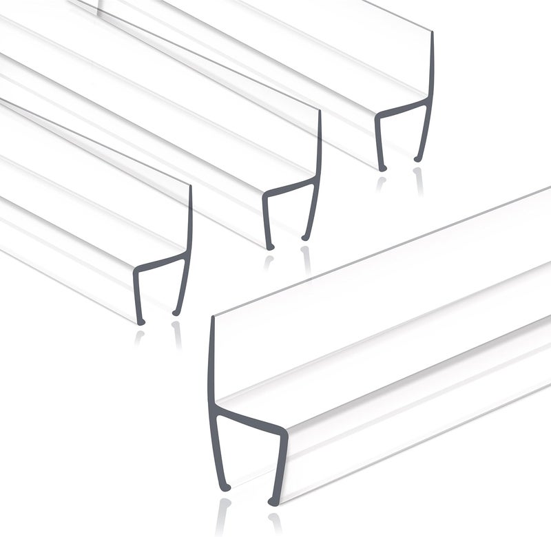 EAISMON Frameless Shower Door Seal Strip 4 Pack x 78 Inch H for 1/4" Thick Glass Shower Door Side Seal Strip Bottom Seal Door Sweep Ultra Clear Polycarbonate, Stop Shower Leaks Create A Water Barrier - Image 1