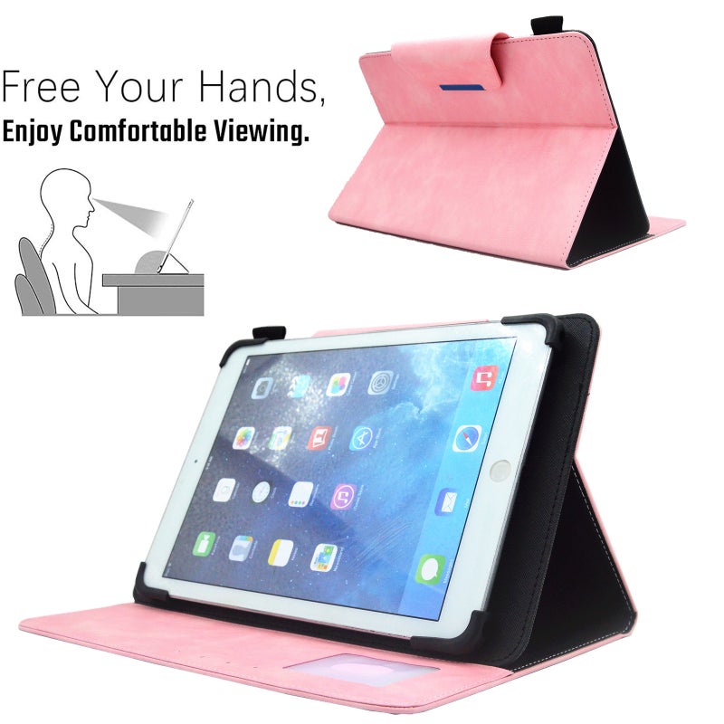 erorex For 8 Inch Suede Cross Texture Magnetic Clasp Leather Tablet Case(Pink) - Image 5