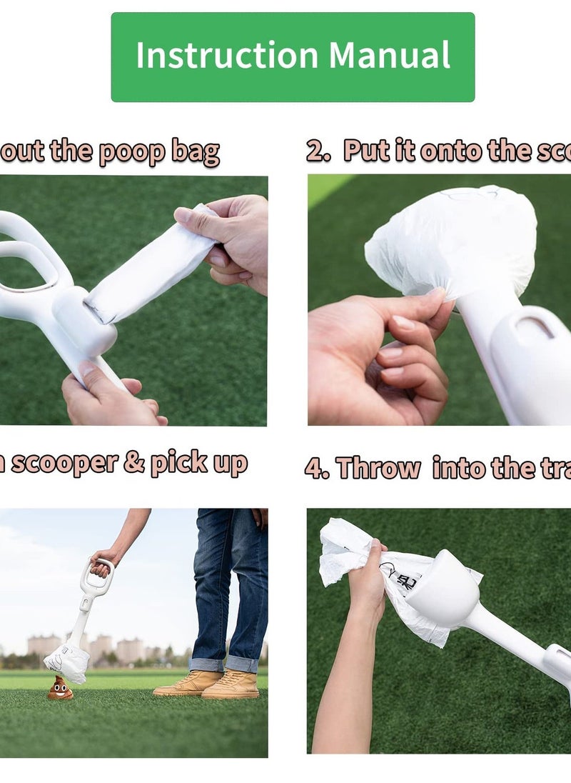 Dog pp Scooper, Heavy Duty Long Handle, Bag Dispenser Included, Ideal for Large And Small Dogs, Easy Grass And Gravel Pick Up, Includes Dog Leash Clip And Bags - Image 2