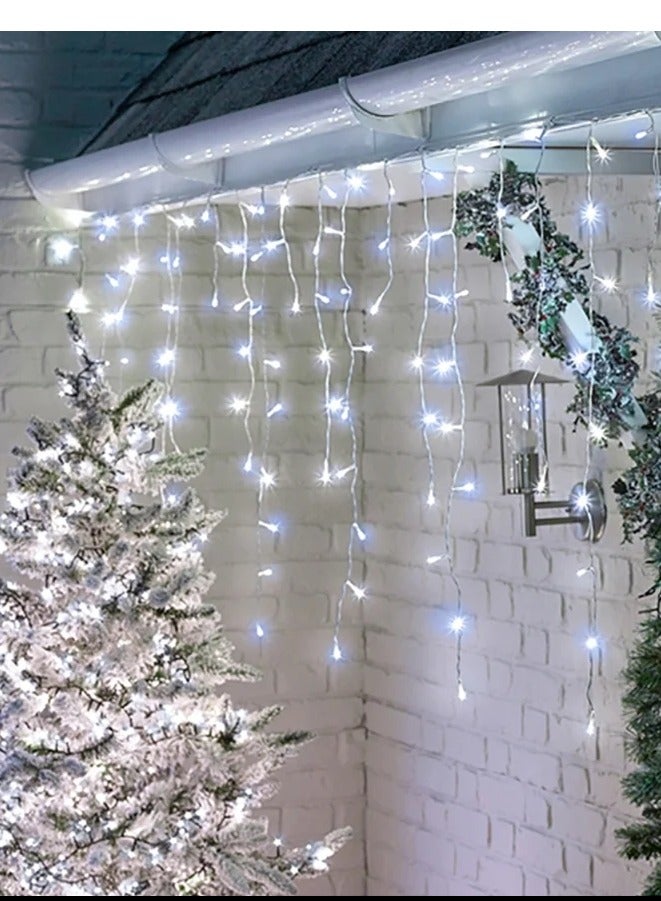 يوويل 50 متر 240 أضواء LED سلسلة أضواء الديكور أبيض بارد 8 أوضاع LED ضوء سلك شفاف لديكورات المنزل أضواء رمضان ديكور داخلي وخارجي ديكور رمضان ضوء ديوالي أضواء الستار مع قابس 3 دبابيس في المملكة المتحدة - Image 5