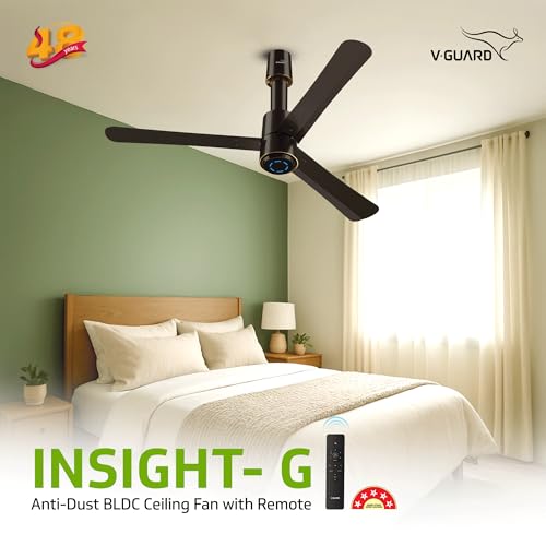 V-Guard Insight-G Premium Bldc Ceiling Fan For Home | 6 Speed Settings | 5 stars Energy Saving | Convenient Remote Control | High-Speed 100% Copper Motor | 1.2M (Choco Brown Glossy) - Image 2