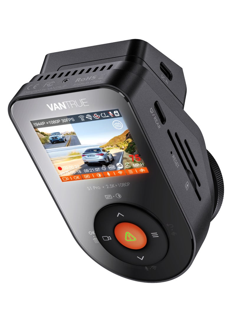 Vantrue Vantage S1 Pro 2.7K WiFi 5G 60FPS Dual Front and Rear Camera with HDR Night Vision, Starvis 2, Optional Remote Live View, Voice Control, 24/7 Parking Mode, Supports 512GB Max - Image 3