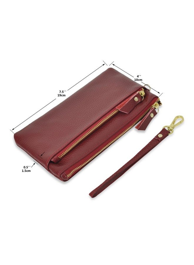 NGIL Genuine Leather Wristlet Wallet, RFID Blocking, Zippered Coin Wallet for Women (Red) - Image 2