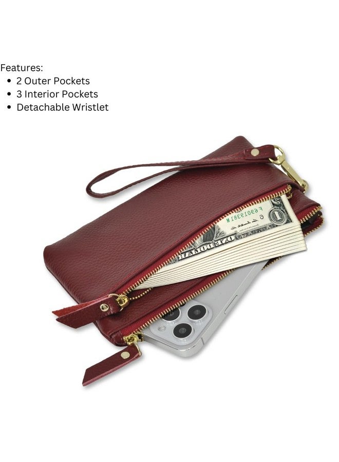 NGIL Genuine Leather Wristlet Wallet, RFID Blocking, Zippered Coin Wallet for Women (Red) - Image 3