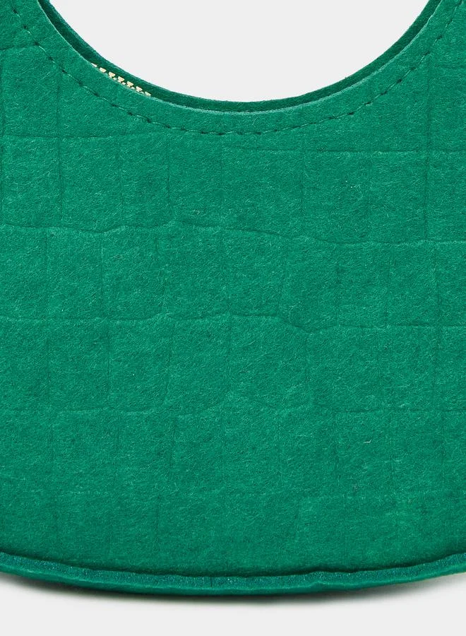 Styli Styli Croc-Textured Hobo Bag with Zip Closure