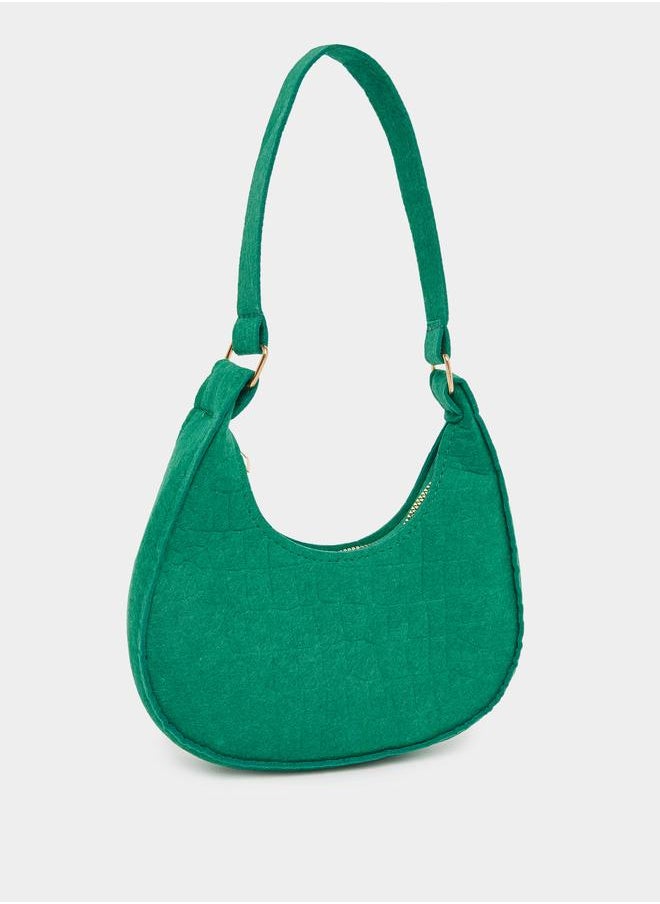 Styli Styli Croc-Textured Hobo Bag with Zip Closure  - Image 1