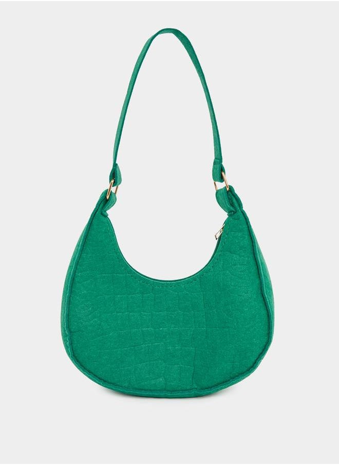 Styli Styli Croc-Textured Hobo Bag with Zip Closure  - Image 2
