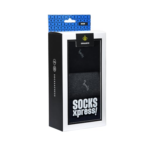 BALENZIA SocksXpress Men Crew Socks |Pack of 3 Pairs| Organic Cotton with Ribbed Mouth|Motif Design|Black, Dark Grey, Navy|Business, Office & Formal Outfits|Calf-Length Everyday Wear - Image 2