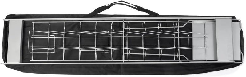 Displays2go Portable Literature Stand with 10 Pockets for 85x11 Magazines Carrying Bag Included 54h FloorStanding Magazine Rack with Tiered Design Steel Silver  - Image 3