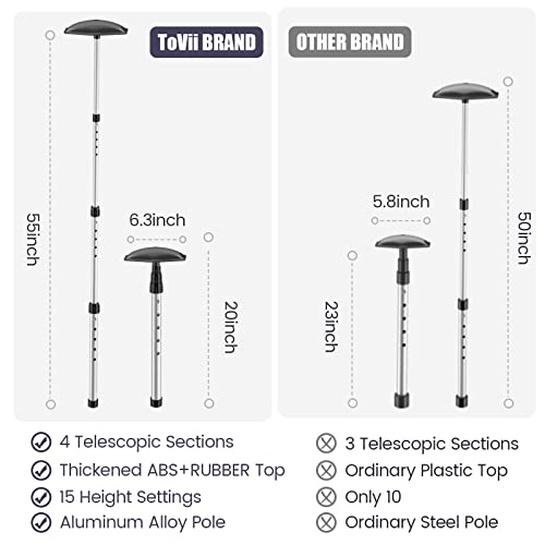 ToVii Golf Travel Bag Support Pole, Telescopic Golf Travel Bag Support System Aluminum Alloy Golf Support Rod and Hexagon Anti-Impact Support Top, Golf Club Travel Support Protection (Black) - Image 3