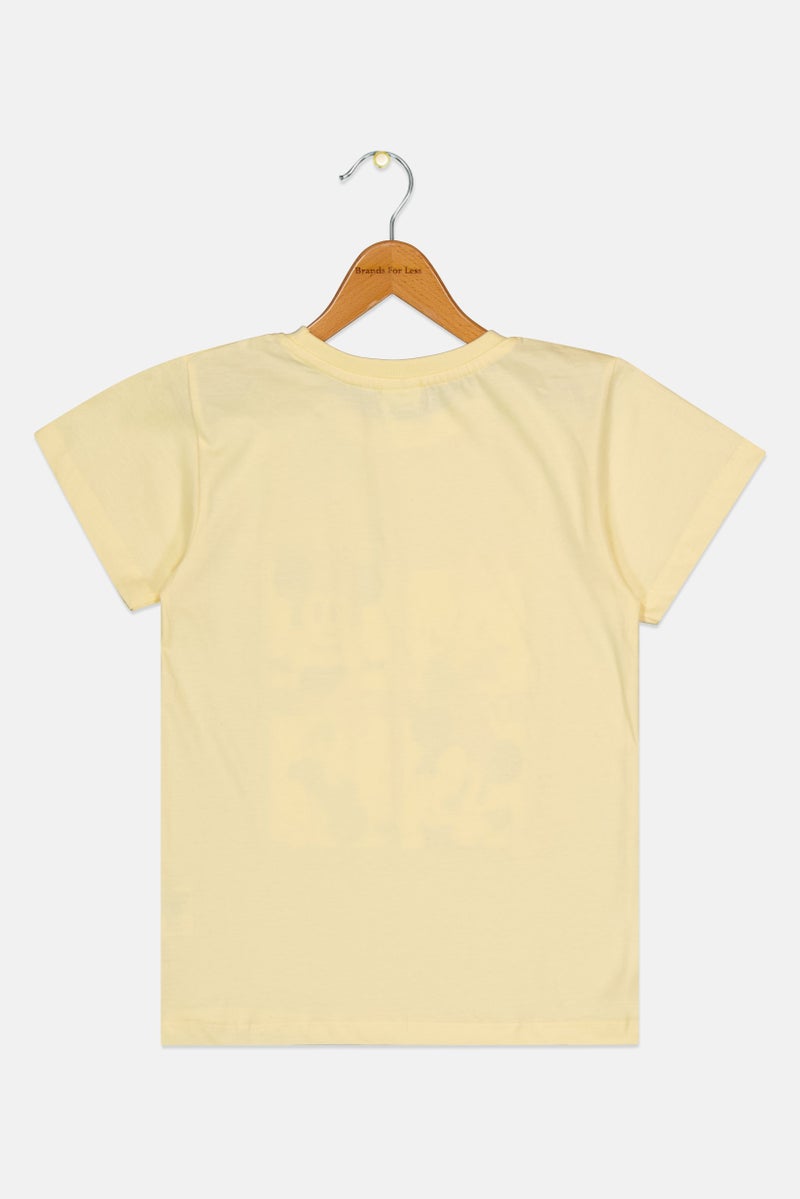 Disney Kids Girl Mickey And Friends Graphic Short Sleeve T-Shirt, Yellow - Image 3