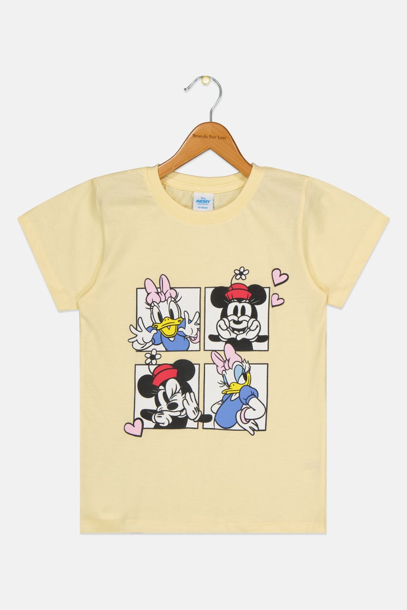 Disney Kids Girl Mickey And Friends Graphic Short Sleeve T-Shirt, Yellow - Image 2