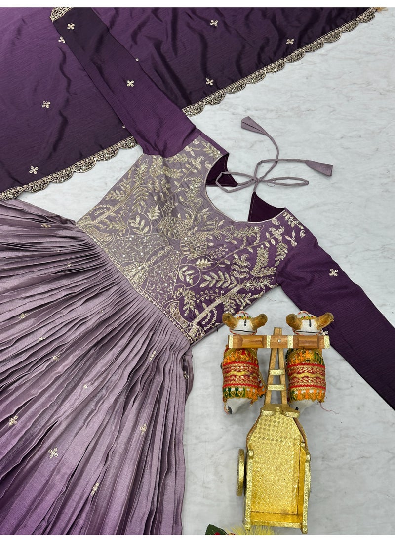 Pure Padding Chinnon Gown with Heavy 3mm Sequin Embroidery & Matching Dupatta – Fully Stitched