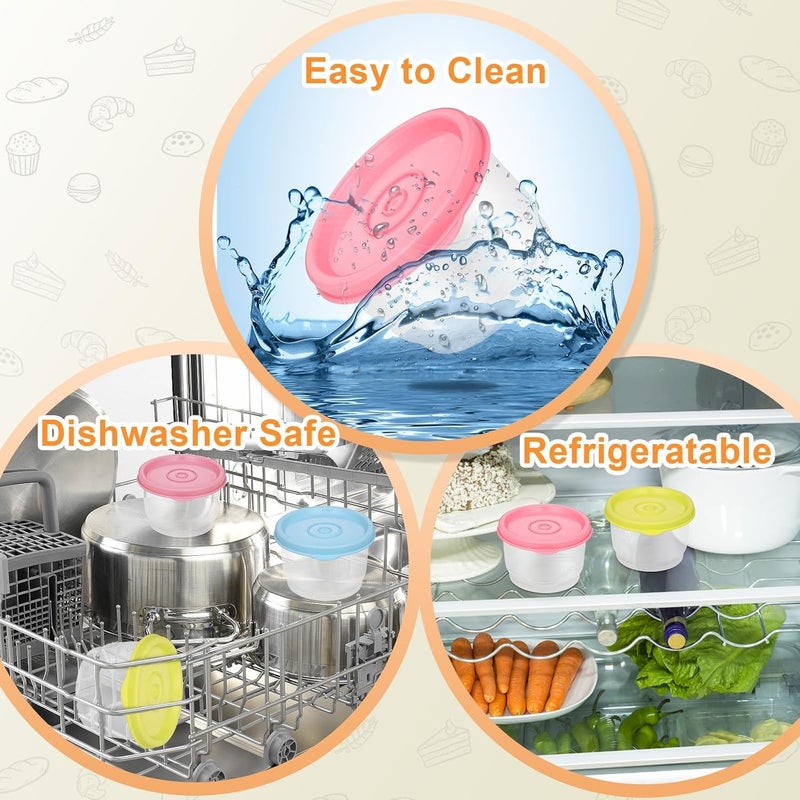 Azonee Temp resistant 6Pcs Small Food Containers with Lids, 160ML Plastic Snack Pots, Airtight Kitchen Food Container Reusable Stackable Pots for Lunch, Microwave, Freezer Safe and Dishwasher (Yellow, Blue, Pink) User feedback upgraded quality - Image 3