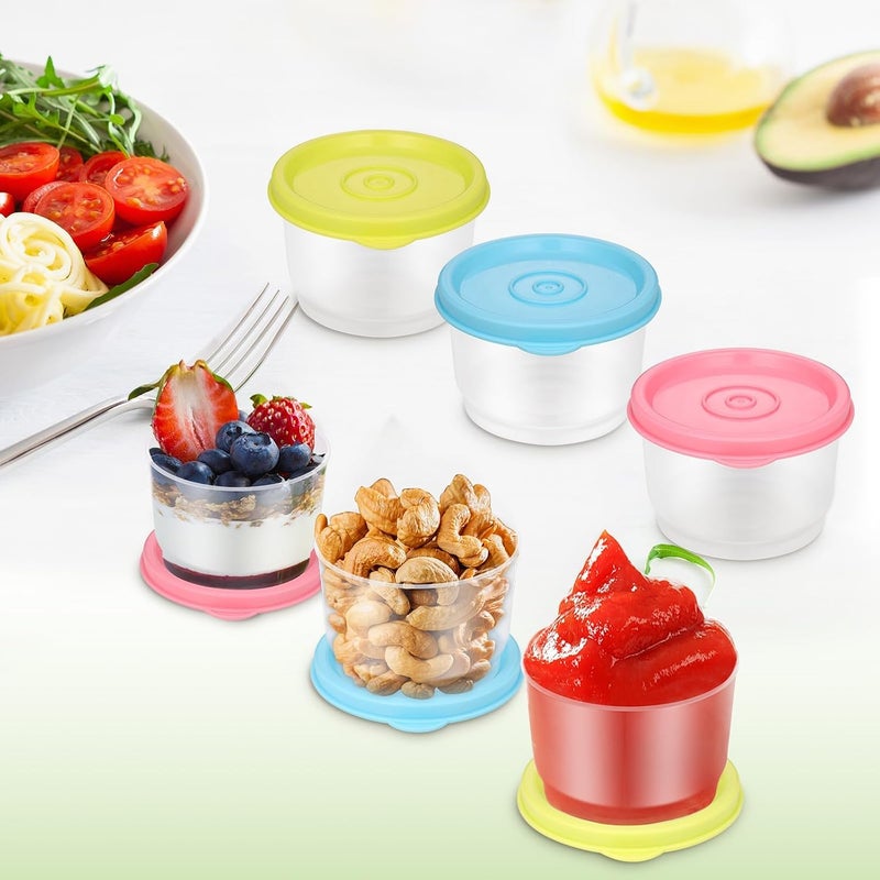 Azonee Temp resistant 6Pcs Small Food Containers with Lids, 160ML Plastic Snack Pots, Airtight Kitchen Food Container Reusable Stackable Pots for Lunch, Microwave, Freezer Safe and Dishwasher (Yellow, Blue, Pink) User feedback upgraded quality - Image 5