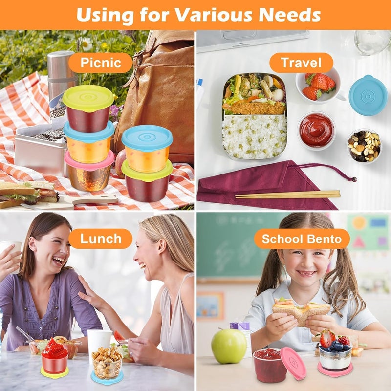 Azonee Temp resistant 6Pcs Small Food Containers with Lids, 160ML Plastic Snack Pots, Airtight Kitchen Food Container Reusable Stackable Pots for Lunch, Microwave, Freezer Safe and Dishwasher (Yellow, Blue, Pink) User feedback upgraded quality - Image 2