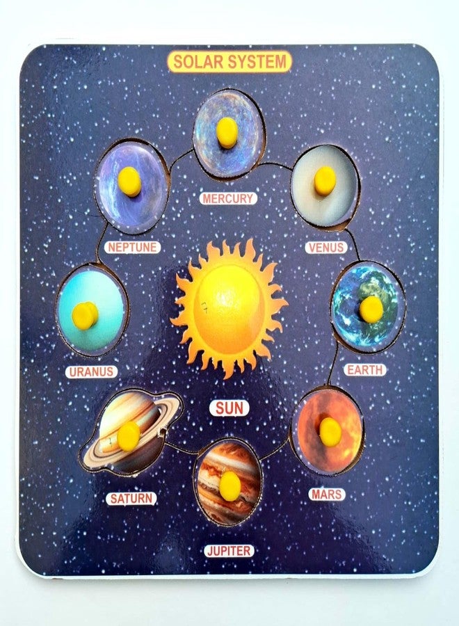 EL SMO Wooden Solar System Puzzle Educational Tray Toy, Pre-School Learning Kit, Colourful Learning Board - Image 5